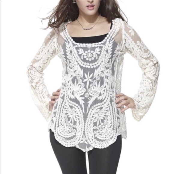 Simply Couture Tops - Simply Couture Lace Embroidered Tunic